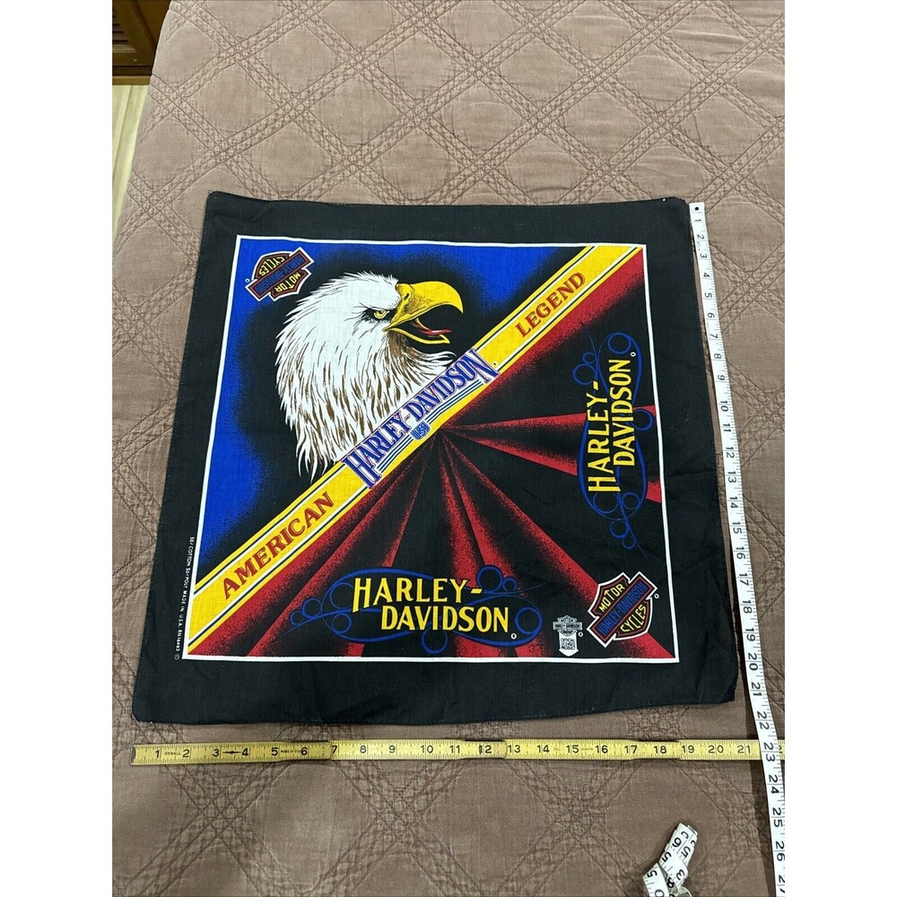 Vintage Made in USA Harley Davidson American Legend Eagle Bandana Handkerchief